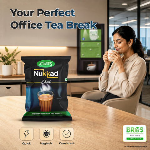 ATLANTIS Nukkad 3-in-1 Cardamom Tea Premix – 1kg Pack for Vending Machines | Strong Taste, No Milk or Sugar Needed