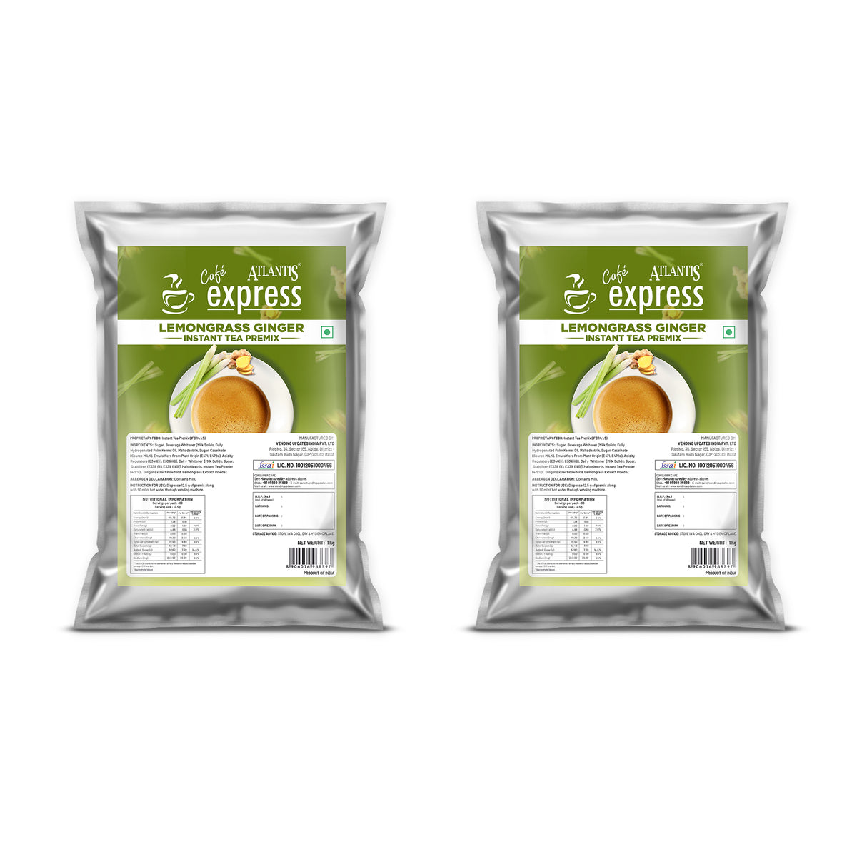 Cafe Express Lemongrass Ginger Tea Premix – 3-in-1 Blend for Vending Machines | No Milk or Sugar Needed