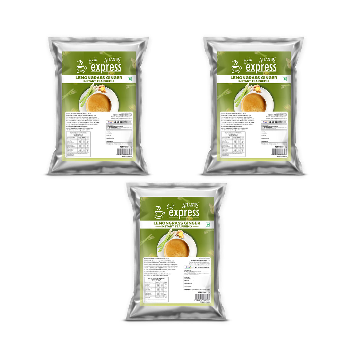 Cafe Express Lemongrass Ginger Tea Premix – 3-in-1 Blend for Vending Machines | No Milk or Sugar Needed