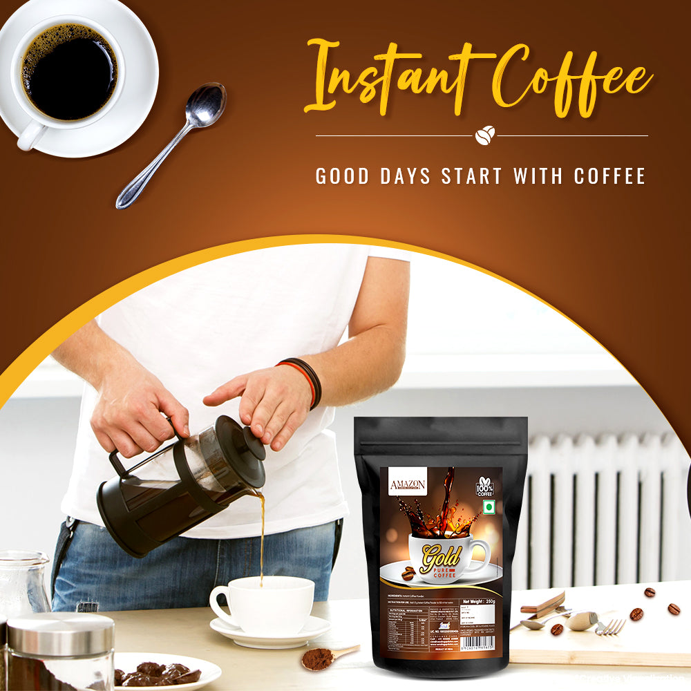 AMAZON Gold Pure Coffee Powder | 100%Coffee | 250g for Vending Machine (Atlantis Select)