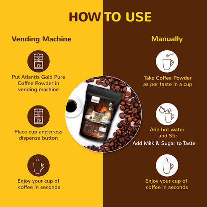 AMAZON Gold Pure Coffee Powder | 100%Coffee | 250g for Vending Machine (Atlantis Select)