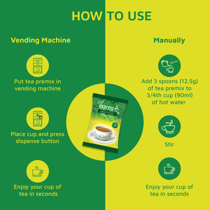 Cafe Express Cardamom 3-in-1 Tea Premix for Vending Machines | 1kg Pack | No Milk, Sugar Required