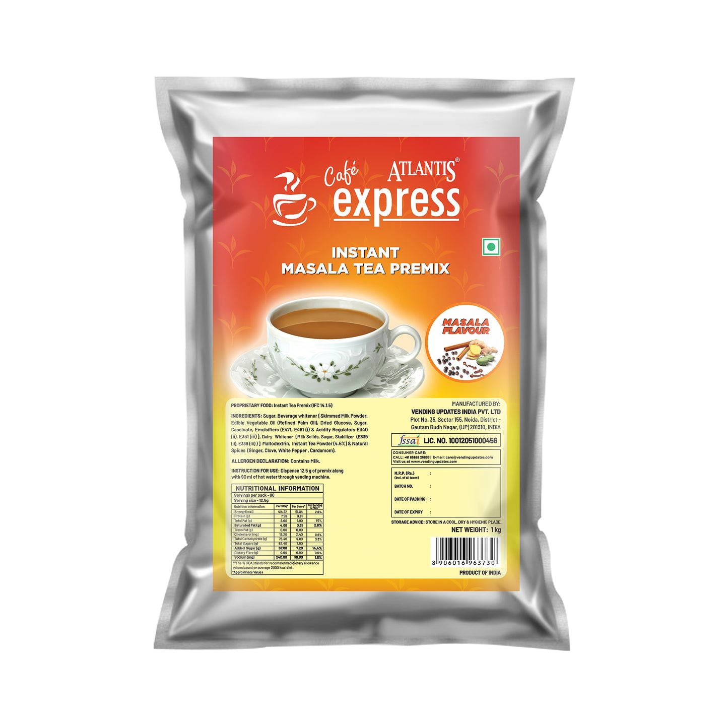 Cafe Express 3-in-1 Masala Tea Premix – 1kg Pack | Spicy Chai for Vending Machines | Just Add Hot Water