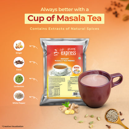 Cafe Express 3-in-1 Masala Tea Premix – 1kg Pack | Spicy Chai for Vending Machines | Just Add Hot Water