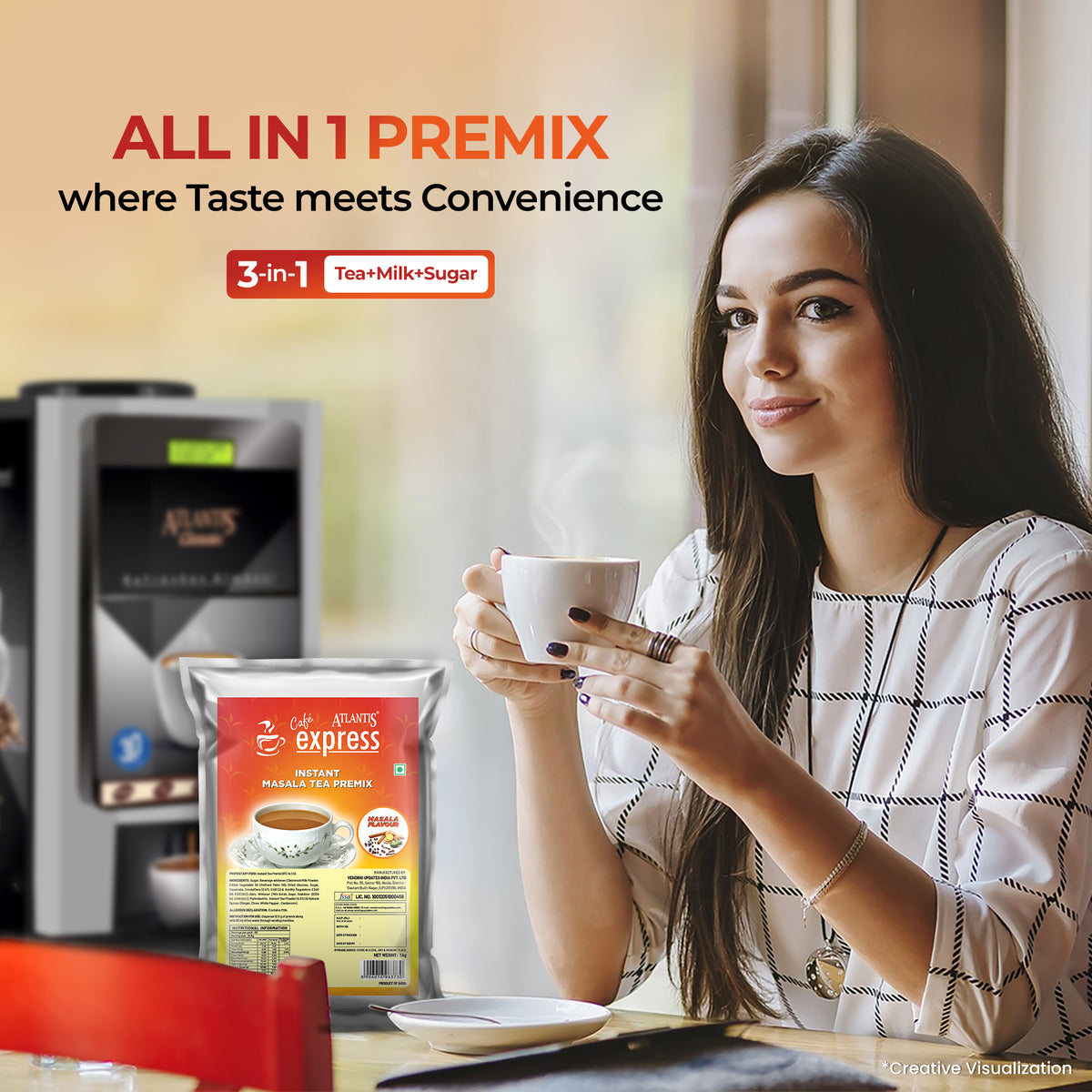 Cafe Express 3-in-1 Masala Tea Premix – 1kg Pack | Spicy Chai for Vending Machines | Just Add Hot Water