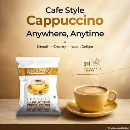 AMAZON 3-in-1 Cappuccino Coffee Premix – Rich & Creamy Taste | Ideal for Vending Machines
