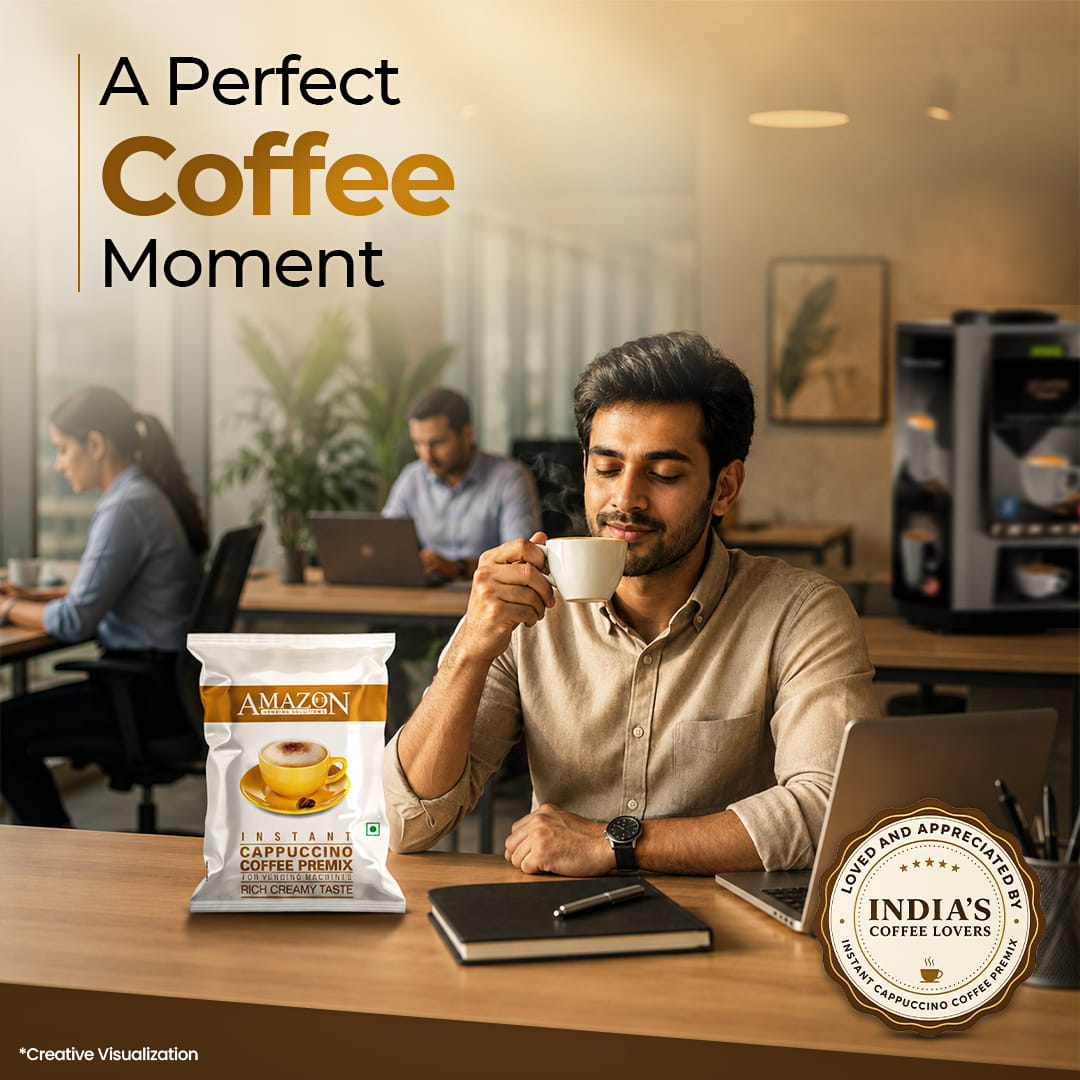 AMAZON 3-in-1 Cappuccino Coffee Premix – Rich & Creamy Taste | Ideal for Vending Machines