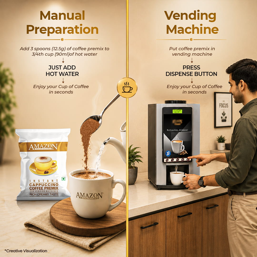 AMAZON 3-in-1 Cappuccino Coffee Premix – Rich & Creamy Taste | Ideal for Vending Machines