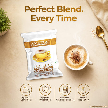 AMAZON 3-in-1 Cappuccino Coffee Premix – Rich & Creamy Taste | Ideal for Vending Machines