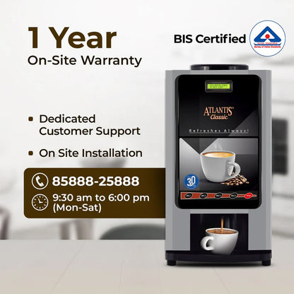 BIS Certified Atlantis Classic 4-lane Tea Coffee Vending Machine with 1 Year Warranty