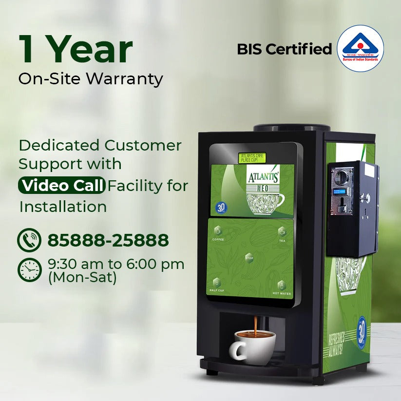 BIS Certified Atlantis Neo Coin 2-lane Tea Coffee Vending Machine with 1 Year Warranty