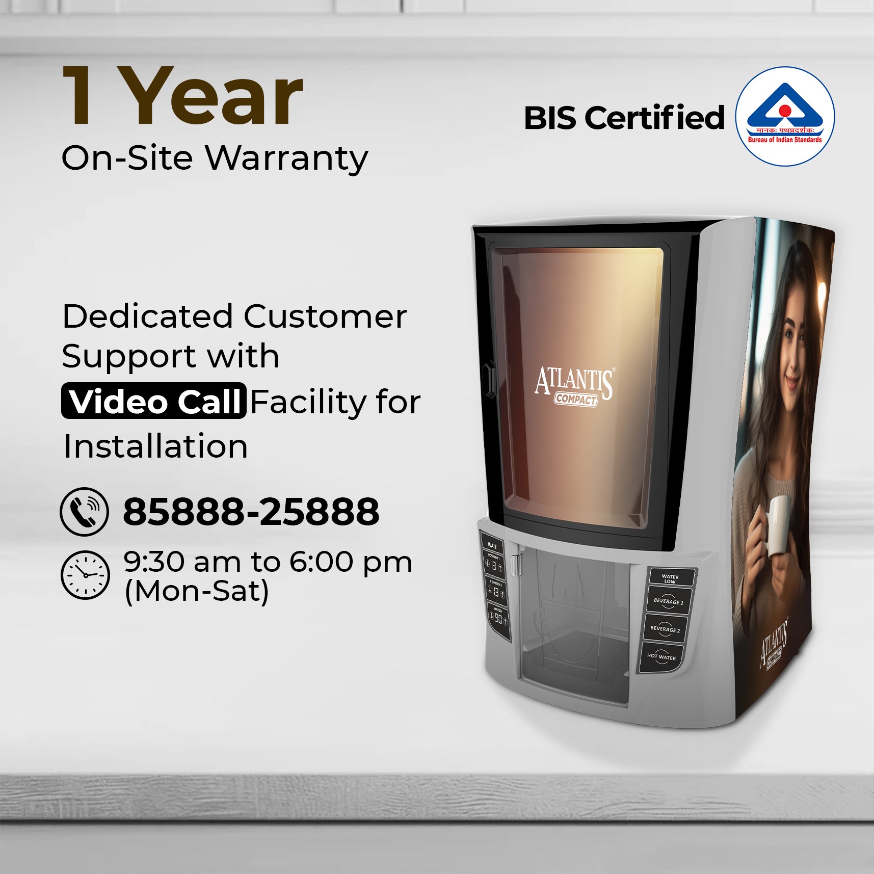 1 year on site warranty compact 2 lane coffee machine 