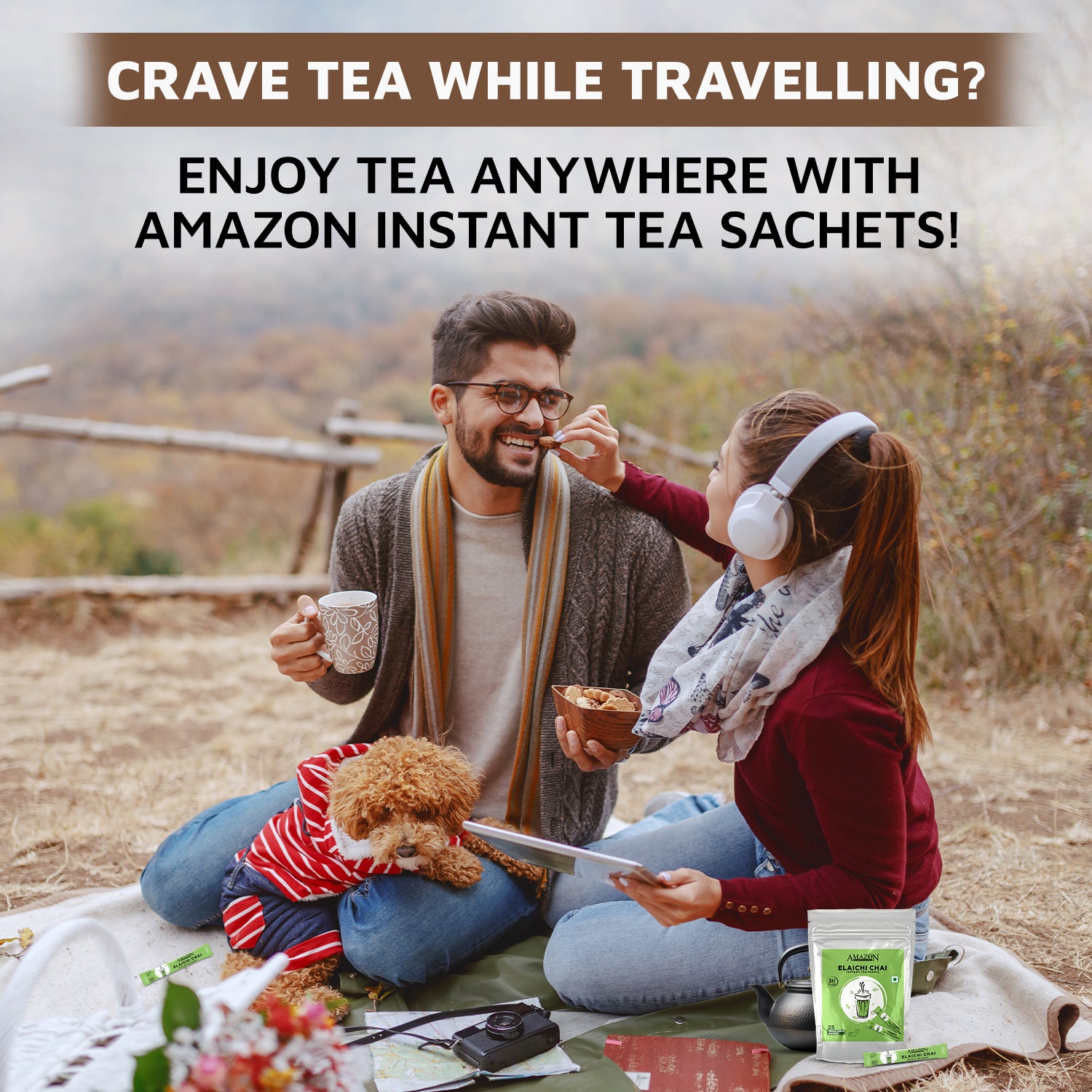AMAZON 3-in-1 Cardamom Tea Premix 25 Sachets X 14 Grams Pouch