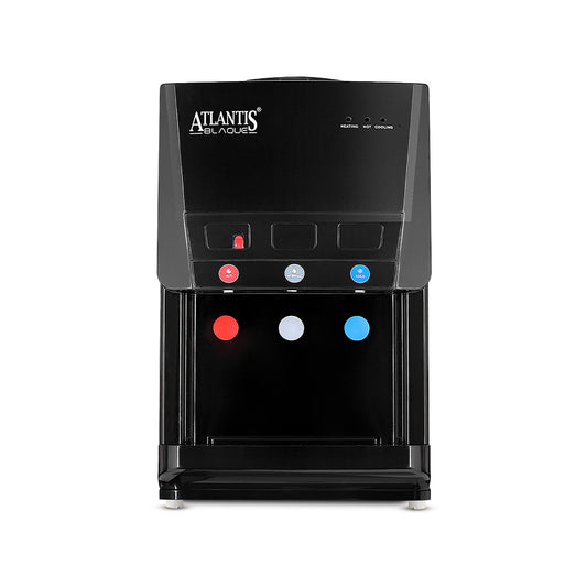 ATLANTIS BLAQUE | Smart Push Buttons | Hot, Normal & Cold Water | Table Top Water Dispenser | 1 Year Warranty | Child Safety Lock | Top Loading
