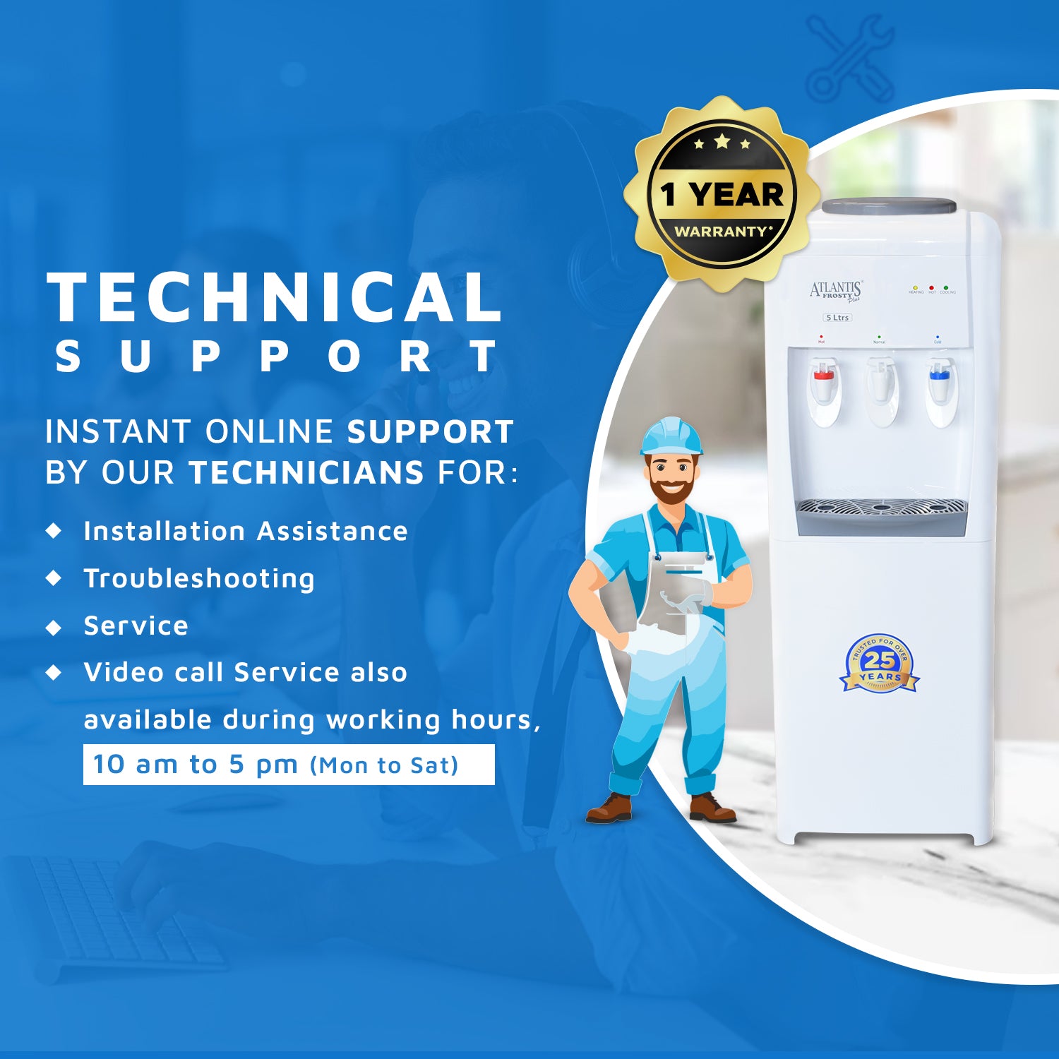 ATLANTIS FROSTY PLUS (Hot, Normal & Cold) Floor Standing Water Dispenser-3 Taps Technical Support