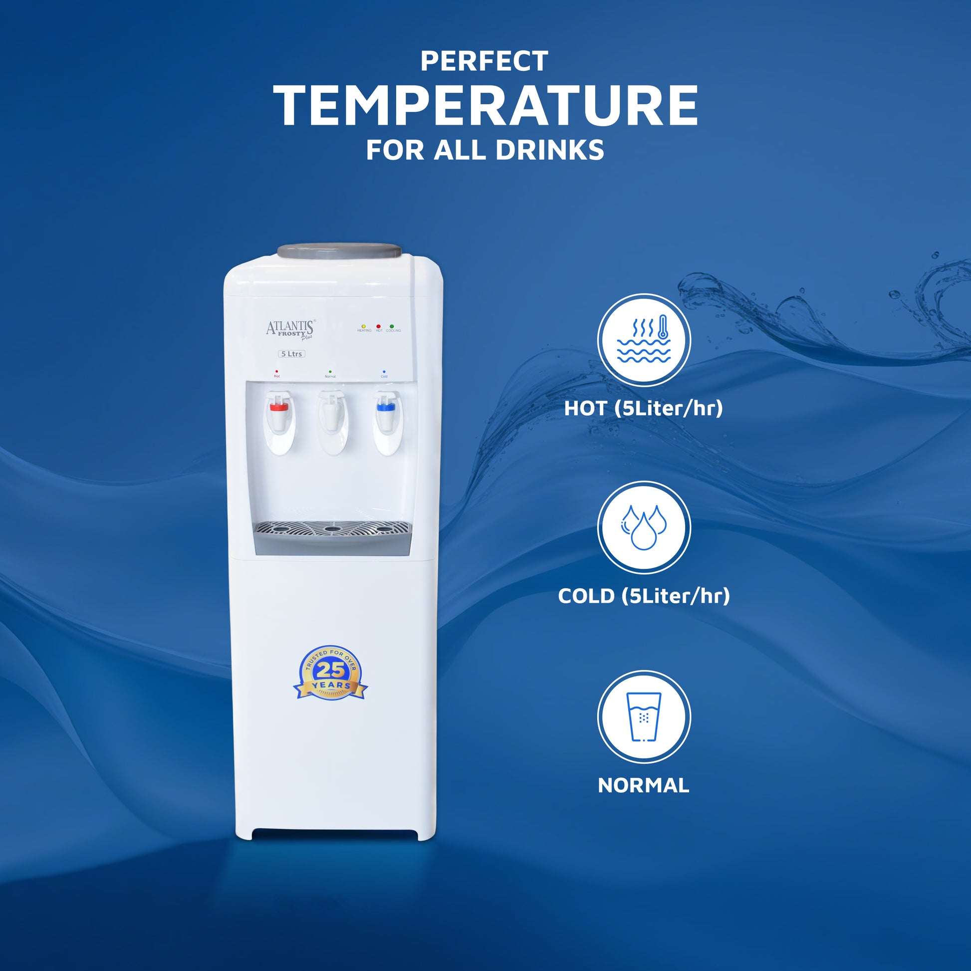ATLANTIS FROSTY PLUS (Hot, Normal & Cold) Floor Standing Water Dispenser-3 Taps