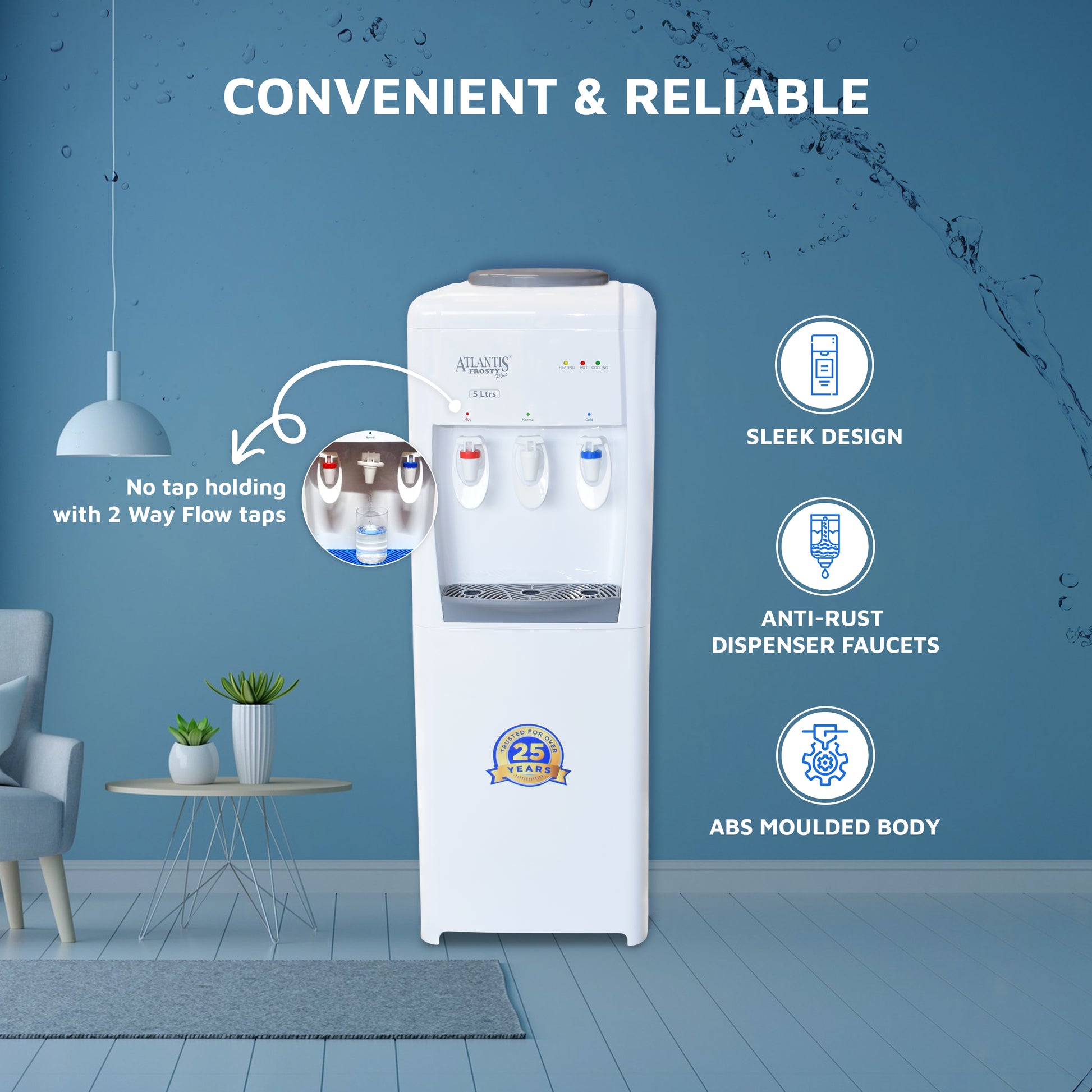 ATLANTIS FROSTY PLUS (Hot, Normal & Cold) Floor Standing Water Dispenser-3 Taps