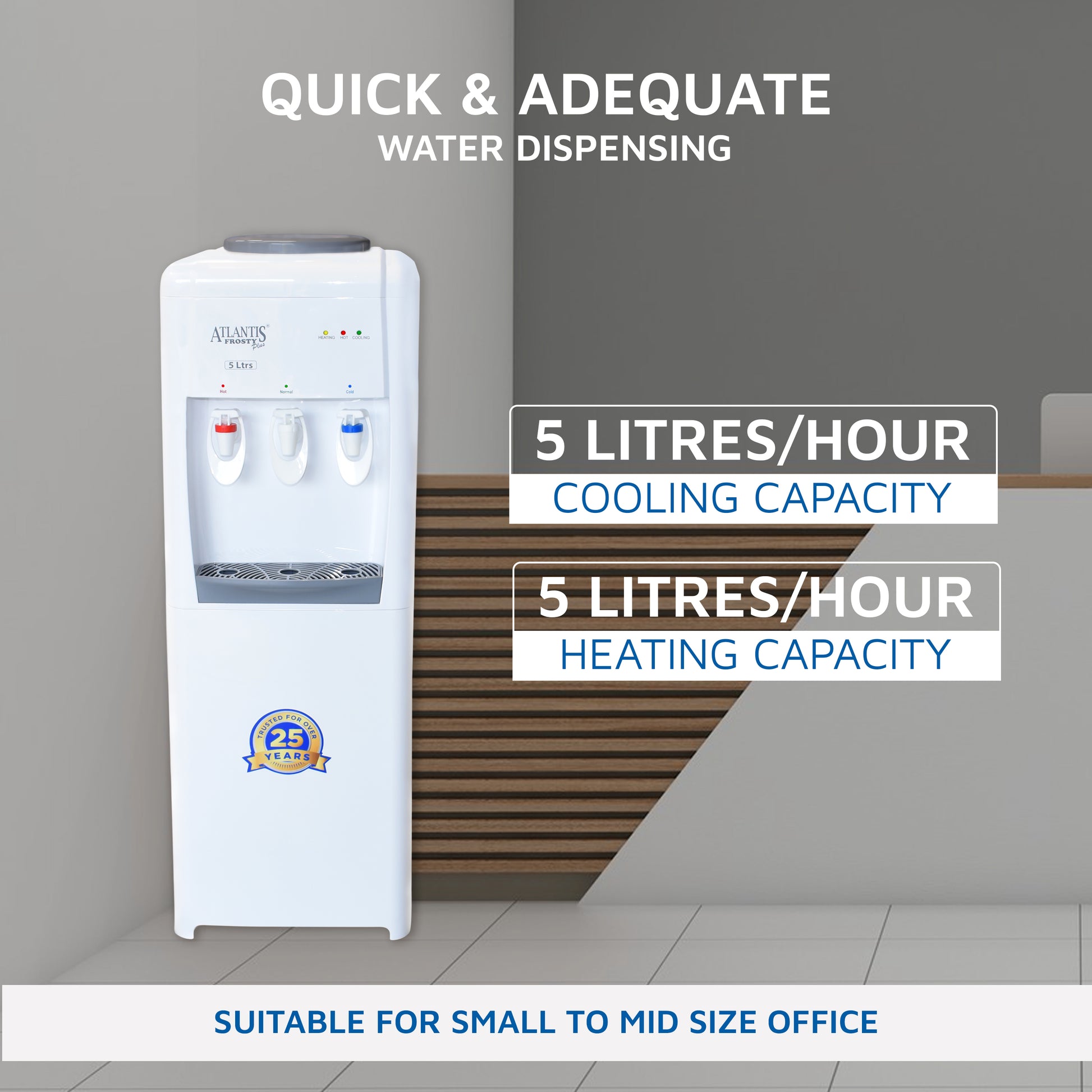 ATLANTIS FROSTY PLUS (Hot, Normal & Cold) Floor Standing Water Dispenser-3 Taps