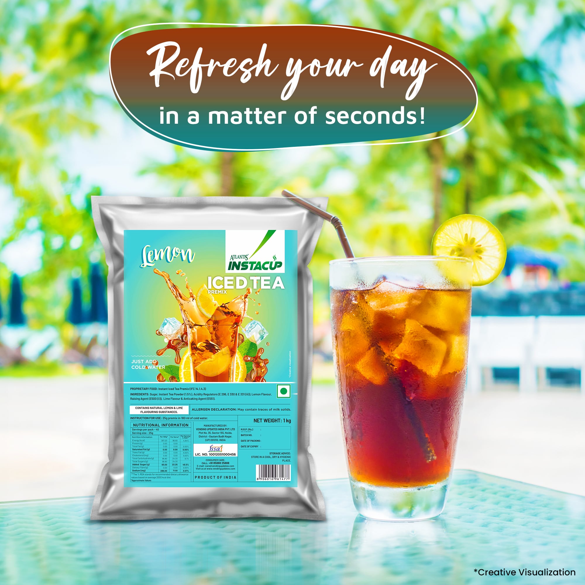 AMAZON Icy Lemon Flavoured Iced Tea Premix - 1kg