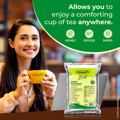 AMAZON Gold 3-in-1 Cardamom Tea Premix  – 750g Pack | Perfect for Vending Machines | Just Add Hot Water