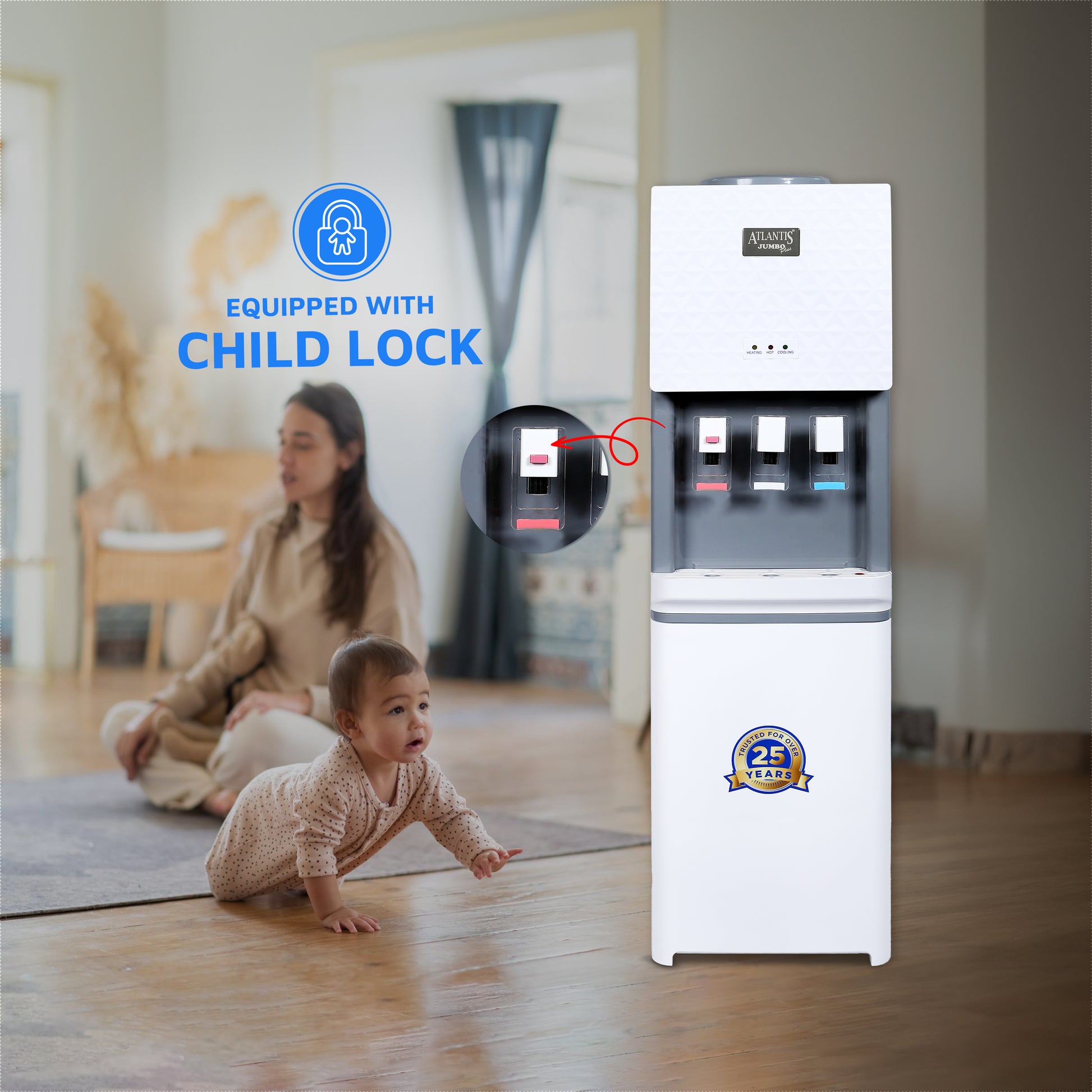 ATLANTIS JUMBO PLUS (Hot, Normal &  Cold Water Dispenser) | Floor Standing | 10Litres/Hour High Cooling Capacity