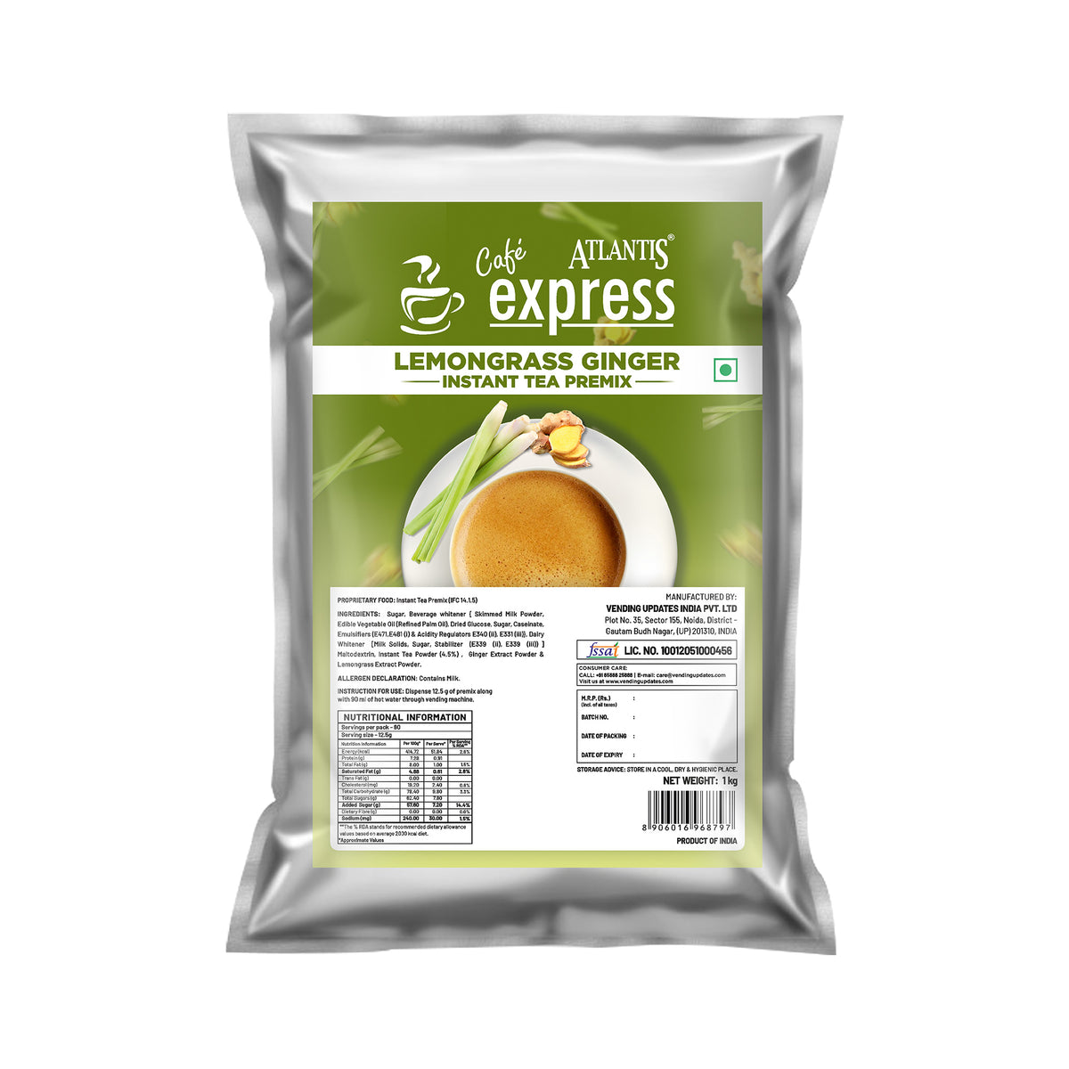 Cafe Express Lemongrass Ginger Tea Premix – 3-in-1 Blend for Vending Machines | No Milk or Sugar Needed