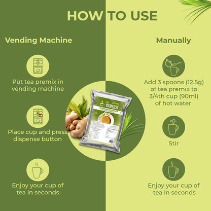 Cafe Express Lemongrass Ginger Tea Premix – 3-in-1 Blend for Vending Machines | No Milk or Sugar Needed