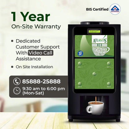 BIS Certified Atlantis Neo 4-lane Tea Coffee Vending Machine with 1 Year Warranty