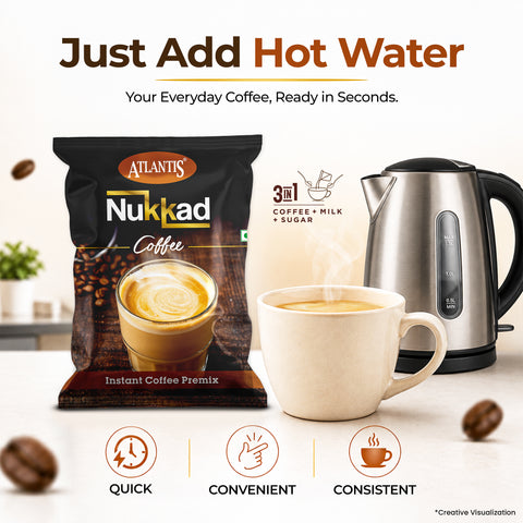 ATLANTIS Nukkad 3-in-1 Coffee Premix – 1kg Pack for Vending Machines | Tasty & Time-Saving Solution