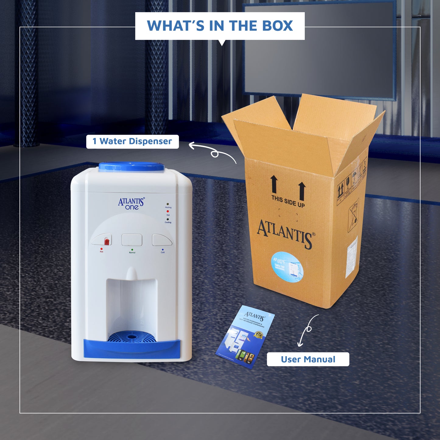 ATLANTIS ONE (Hot, Normal & Cold) Table Top Water Dispenser Box Material