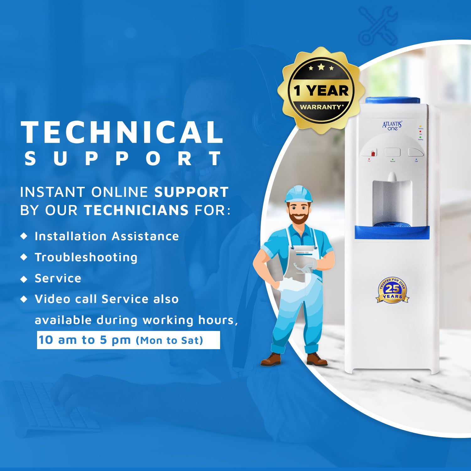 ATLANTIS ONE Floor Standing Water Dispenser | Hot, Normal & Cold- 3 Taps Technical Support