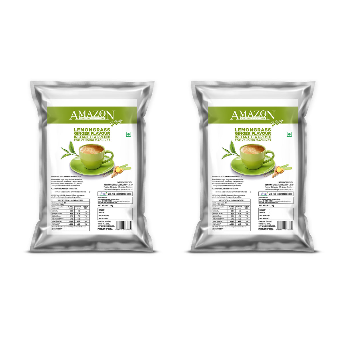 AMAZON Plus 3-in-1 Lemongrass Ginger Tea Premix | 1KG Pack | No Milk, Sugar Required