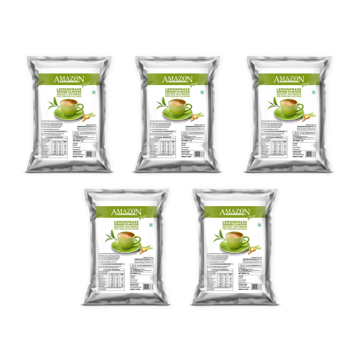 AMAZON Plus 3-in-1 Lemongrass Ginger Tea Premix | 1KG Pack | No Milk, Sugar Required