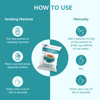 AMAZON Plus Regular 3-in-1 Tea Premix Powder for Vending Machines | 1KG | No Milk, Sugar Required
