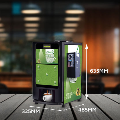 ATLANTIS NEO COIN OPERATED 2-Lane Tea and Coffee Vending Machine- Dedicated Hot Water