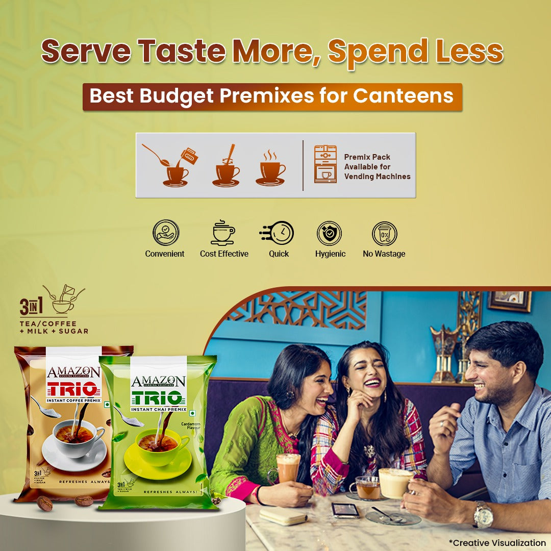Budget Friendly Tea Coffee Premix for Cafeterias: Trio Save Costs