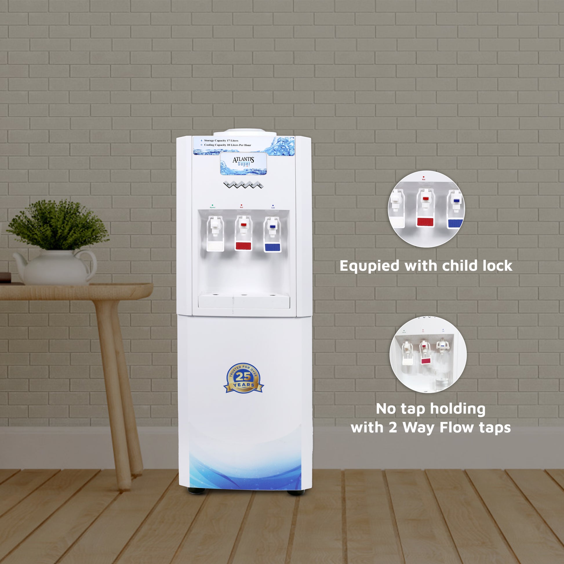 ATLANTIS SUPER (Normal, Hot & Cold) Floor Standing Water Dispenser with RO Compatible (Available Space for RO Setup)