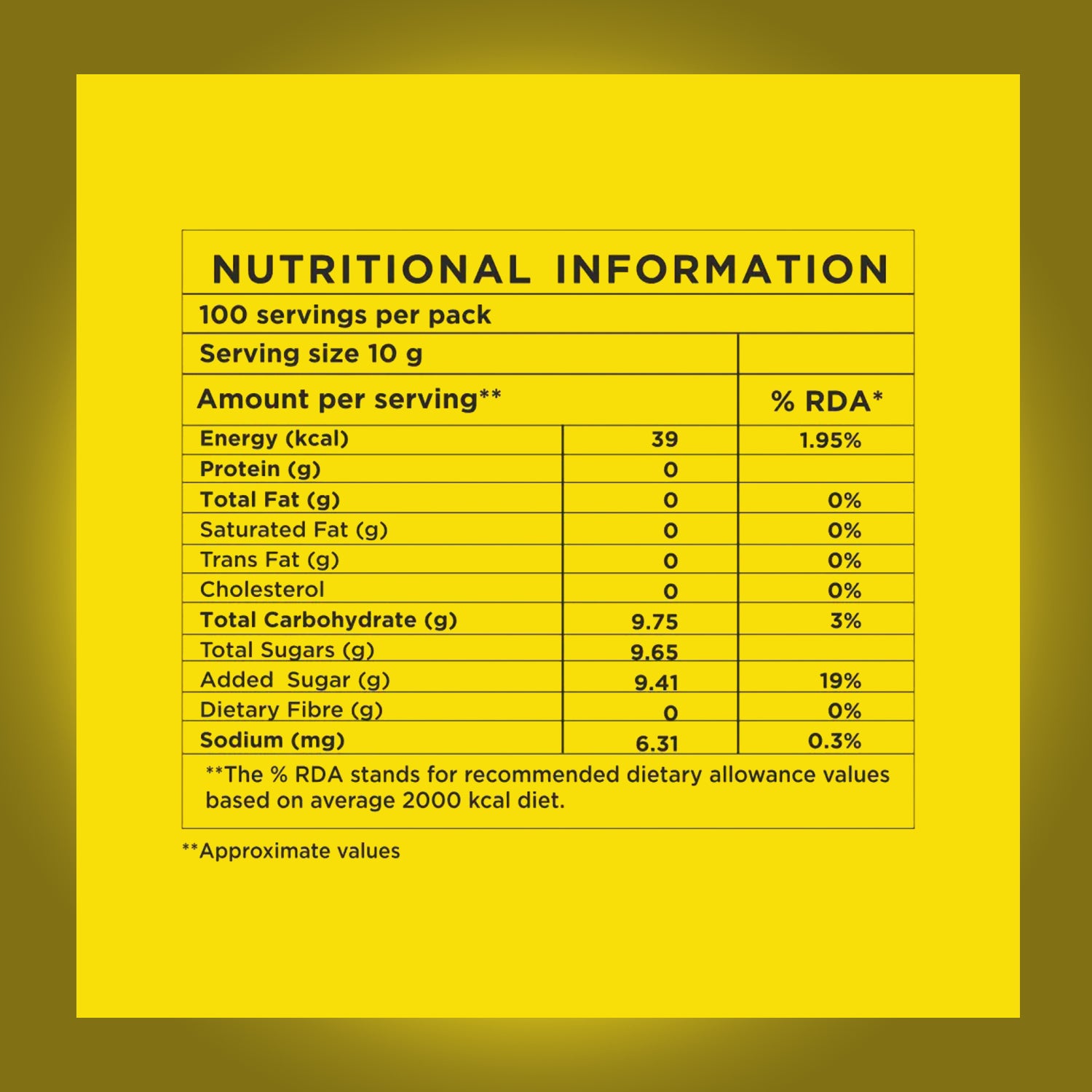 AMAZON Instacup Lemon Tea Powder Premix for Vending Machine Nutritional Information
