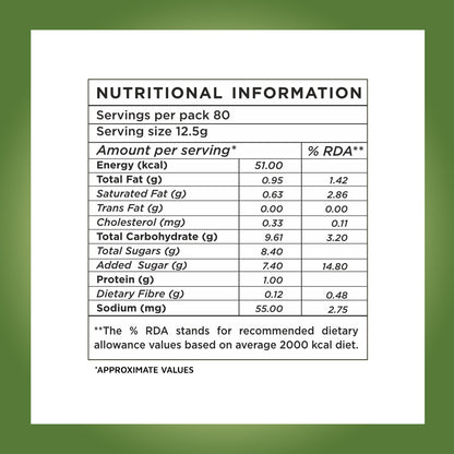 AMAZON Premium 3-in-1 Instant Cardamom Tea Premix for Vending Machine Nutritional Information