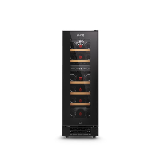 ATLANTIS 17 Bottle Wine Cooler | Dual Cooling Zones | Triple Layered Glass Door | LED Display | For Home and Office | Removable Shelves