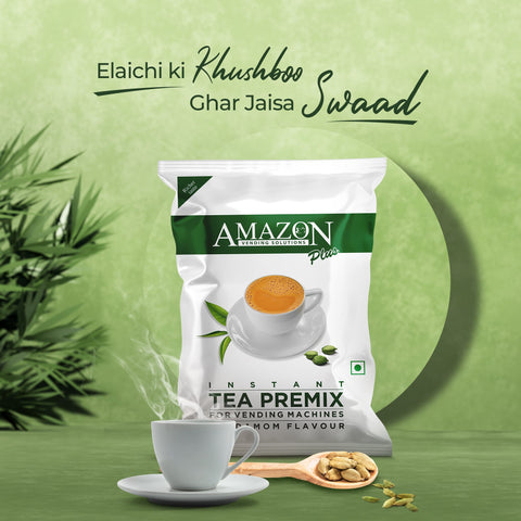 AMAZON Plus 3-in-1 Cardamom Tea Premix – Bold Elaichi Flavour | For Vending Machines | Just Add Hot Water – No Milk or Sugar Needed