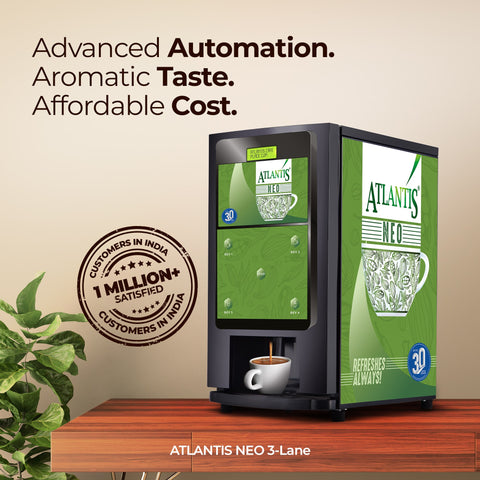 ATLANTIS NEO 3-Lane Tea and Coffee Vending Machine - Dedicated Hot Water