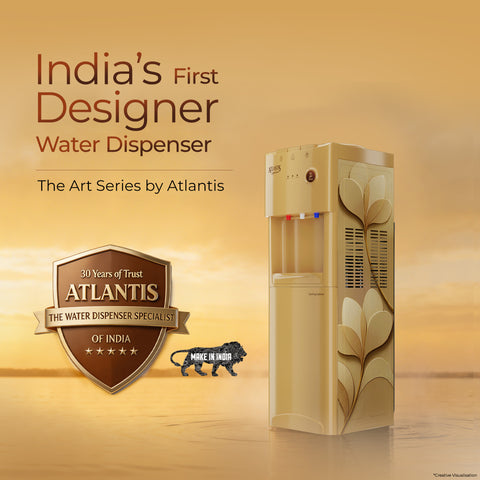 Atlantis Signature Designer Water Dispenser | 18L Cooling Cabinet | Hot, Normal & Cold | Luxury Art Finish | Top Push Buttons | Child Safety Lock | Silent Operation | BIS Certified | Office & Home