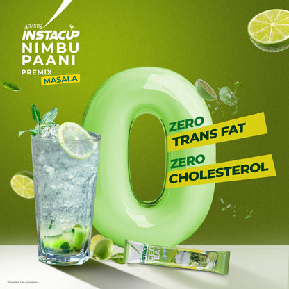 ATLANTIS Instacup Masala Nimbu Paani Premix Single Serve Sachets | Perfect for Travel | Natural Lemon Flavor | FSSAI Registered | Quick Prep | Pack of 15