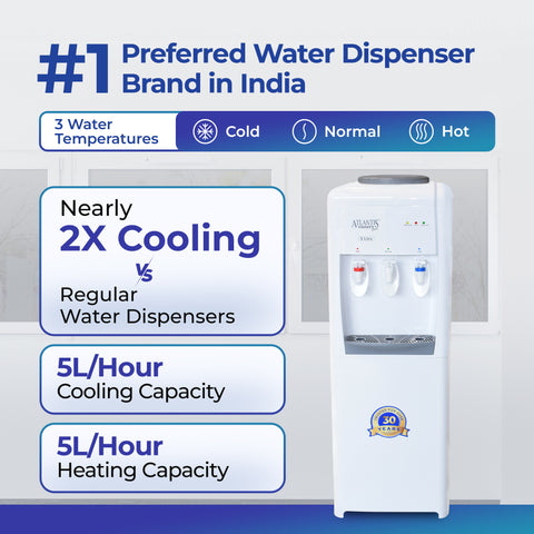 ATLANTIS FROSTY PLUS | 5L/Hour Cooling Capacity | Glass Push-Pull Taps | 1 Year Warranty | Hot, Normal & Cold Water | Perfect for a Team of 10-30