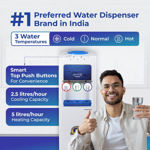 ATLANTIS PRIME (Hot, Normal & Cold ) Water Dispenser with Cooling Cabinet (Small Fridge)- 3 Taps