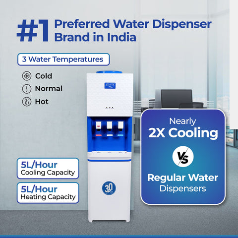ATLANTIS BIG PLUS | 5L/Hour Cooling Capacity | 8L Cold Tank Storage | Smart Glass Push-Pull Taps | 1 Year Warranty | Hot, Normal & Cold Water