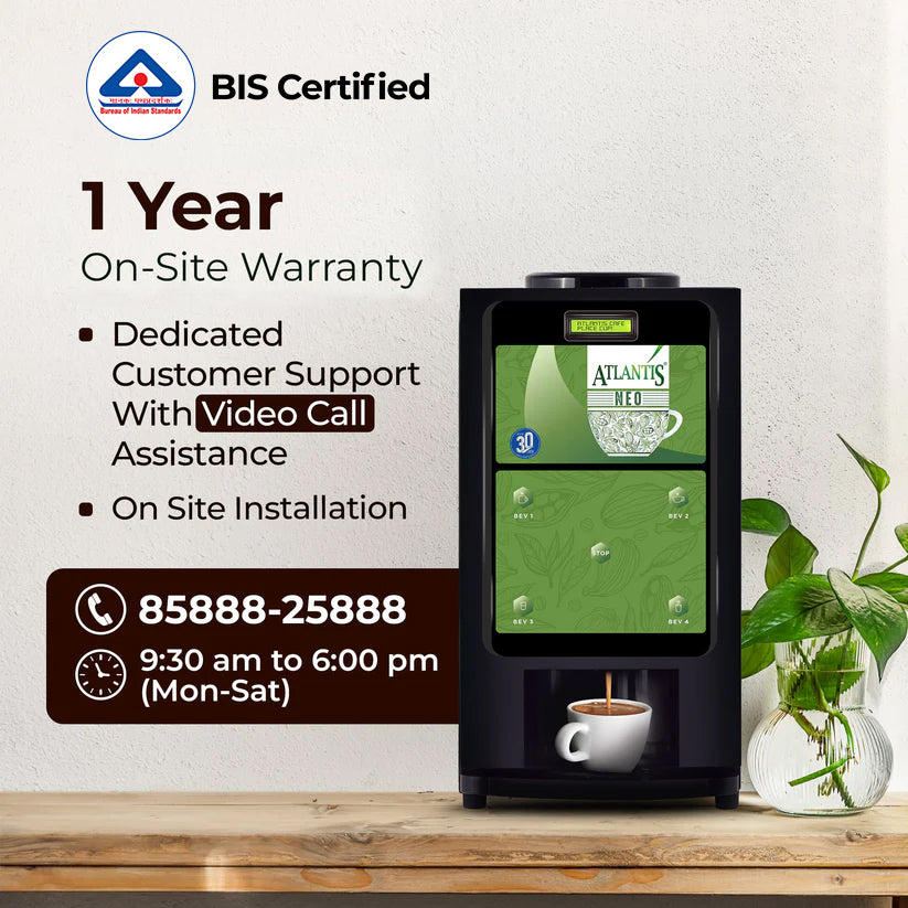 BIS Certified Atlantis Neo 3-Lane Tea Coffee Vending Machine with 1 Year Warranty
