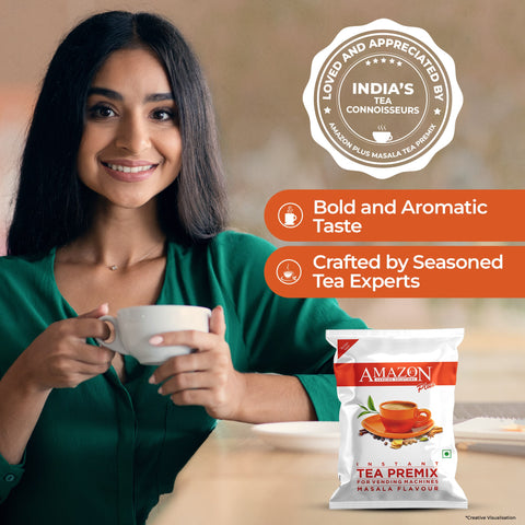 AMAZON Plus Masala 3-in-1 Tea Premix Powder 1KG for Vending Machine | No Milk, Sugar Required