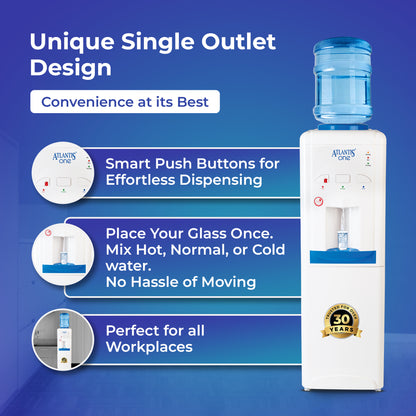ATLANTIS ONE | Unique Single Outlet Design | Smart Push Buttons | Hot, Normal & Cold Water | 3L/Hour Cooling Capacity | 1 Year Warranty | Child Lock